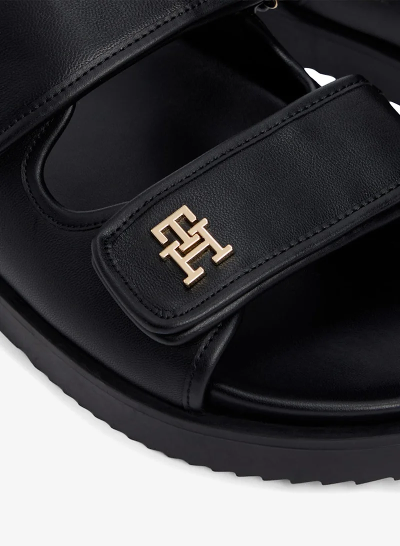 TOMMY HILFIGER  Leather Monogram Double Strap Sandals for Women | Best Price UAE